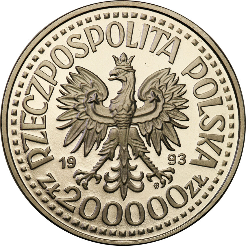 III RP. PRÓBA Nikiel 200 000 złotych 1993 Kazimierz Jagiellończyk - półpostać
